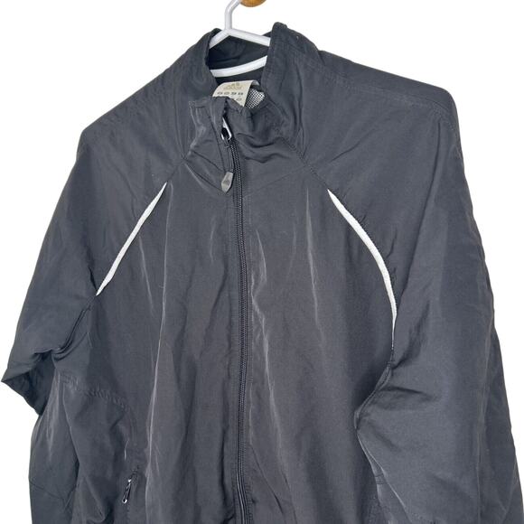 Adidas Black Mesh Lined Zip Up Hoodie Windbreaker Jacket Adult Size L - Picture 3 of 8
